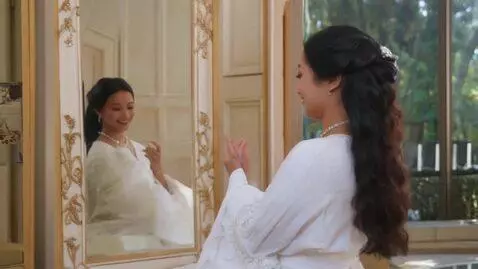 AI Video from prompt: Italian lady from wedding dress going