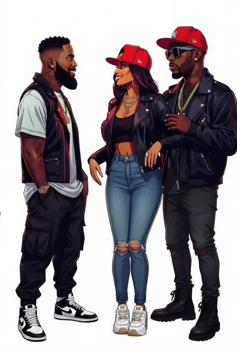 AI Video from prompt: 3 characters smiling  and looking at the camera,