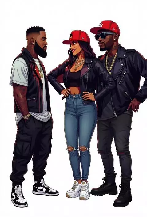 AI Video from prompt: 3 characters smiling  and looking at the camera,