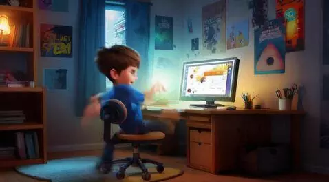 AI Video from prompt: Мальчик играет в компьютер и кричит