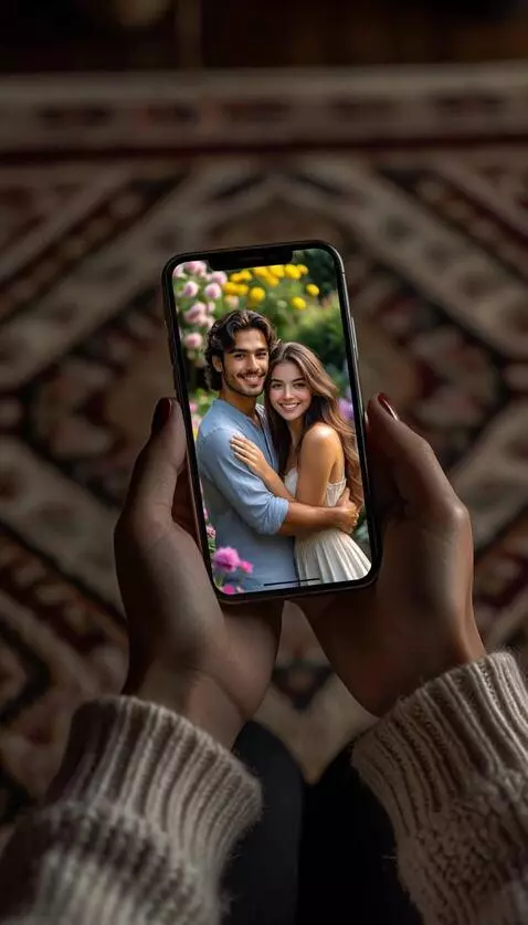 AI Video from prompt: female hands holding a phone