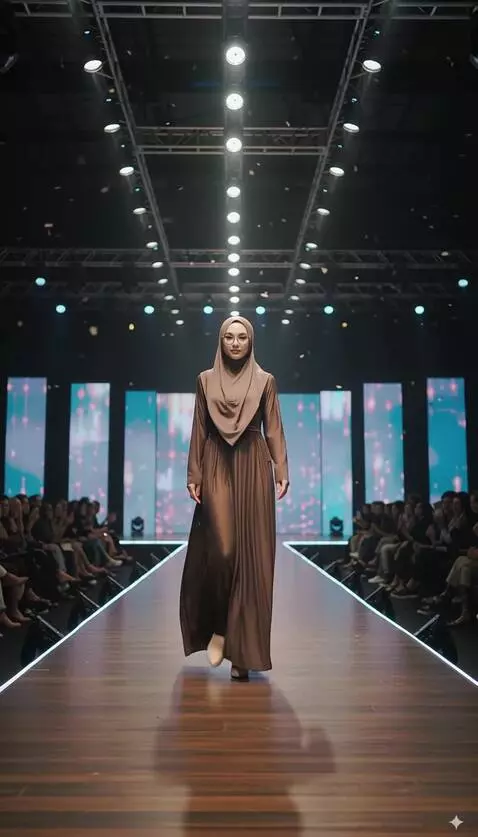 AI Video from prompt: "Seorang model wanita berjalan santai mengarah k