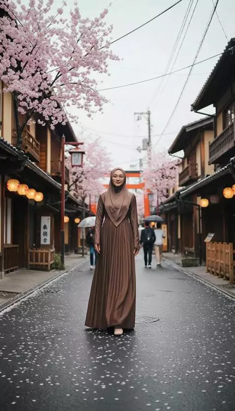 AI Video from prompt: "Seorang model wanita berjalan santai mengarah k