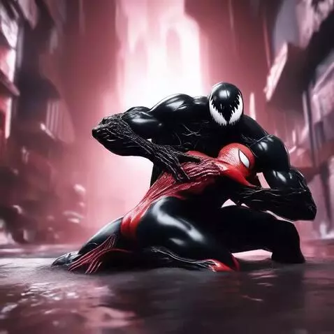 AI Video from prompt: Venom covers Spiderman in symbiote goo