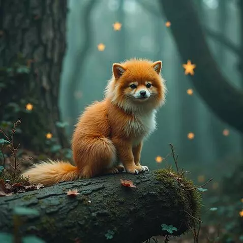 AI Video from prompt: Slow push‑in on a cute orange fox‑pup sitting on