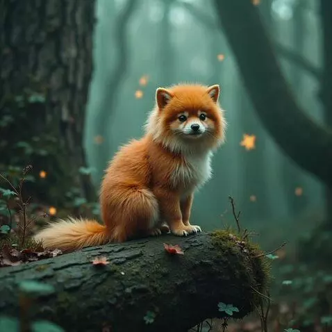 AI Video from prompt: Slow push‑in on a cute orange fox‑pup sitting on