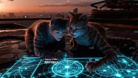 AI Video from prompt: Action (8s): The male and female cat-humans knee