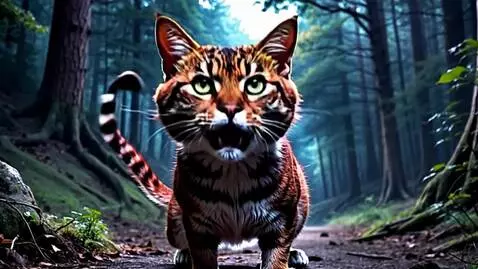 AI Video from prompt: В лесном овраге, ночью зло и грозно быстро откры