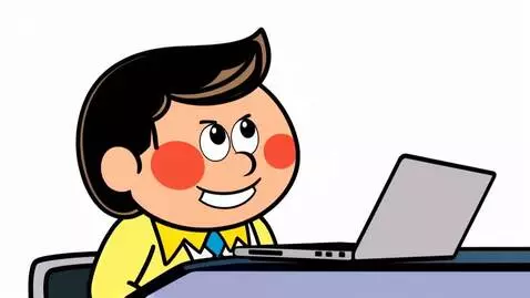 AI Video from prompt: A cashier sitting at a desk with a laptop, looks