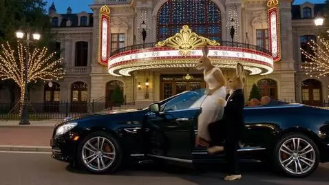 AI Video from prompt: на фоне огромного красивого здания театра остана