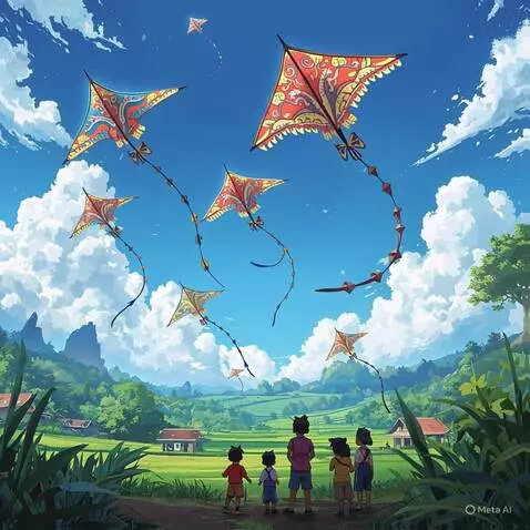 AI Video from prompt: Layangan bergerak ke kanan dan kiri