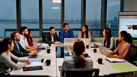 AI Video from prompt: A cinematic business seminar scene, shot from a 