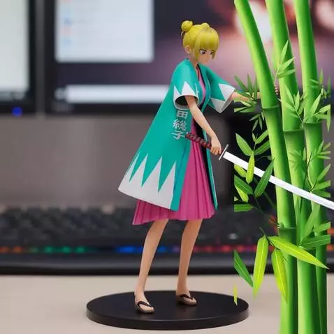 AI Video from prompt: With the Japanese katanas sword she holds in her