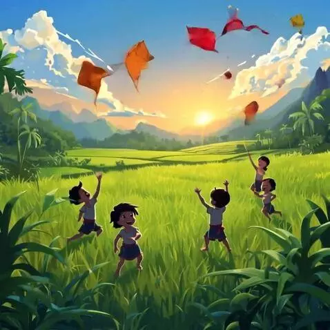 AI Video from prompt: Menerbangkan layangan ke kanan dan kiri