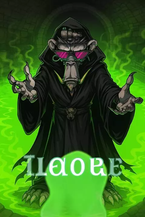 AI Video from prompt: The ape wizard 🧙‍♂️ is holding his hands as posi