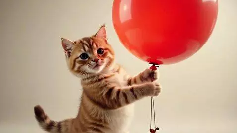 AI Video from prompt: Кот летает на воздушном шаре