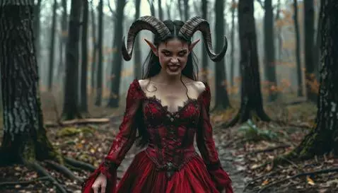 AI Video from prompt: девушка идет в лису и злобно кричит