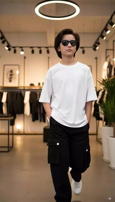 AI Video from prompt: Model tersebut berjalan maju ke depan kemudian m