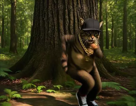 AI Video from prompt: Кот танцует хип-хоп. Движение камеры как на конц