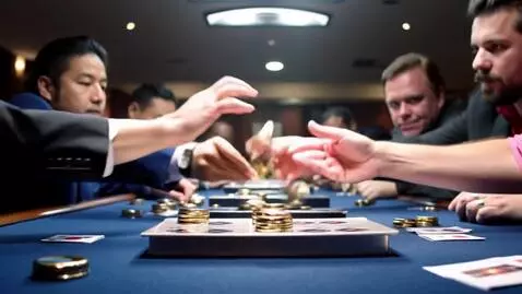 AI Video from prompt: Black jack tables with coins in the air