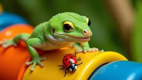 AI Video from prompt: Realistic adorable day gecko with huge eyes and 