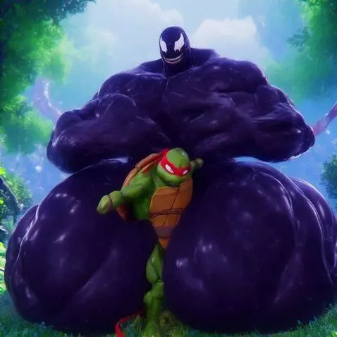 AI Video from prompt: Venom envelopes the turtle in symbiote