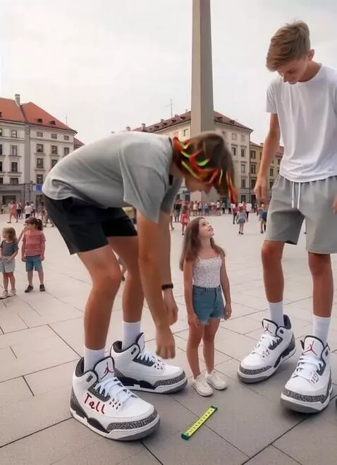 AI Video from prompt: Sitting on the street and measure your big sneak