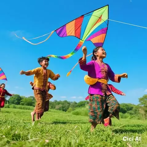 AI Video from prompt: Berlarian bermain layangan
