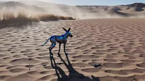 AI Video from prompt: A desert of scorched sands: the sun turns the ho