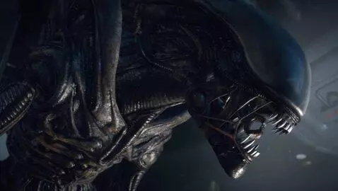 AI Video from prompt: An alien breathes, mist swirling in the room, sl