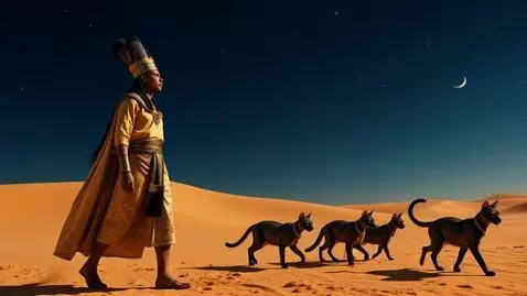 AI Video from prompt: "An realistic ancient Egyptian god, dressed in g
