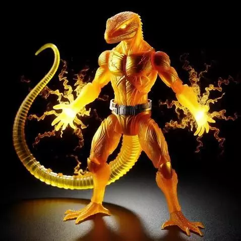 AI Video from prompt: the magic lizard man is powering up to super sai