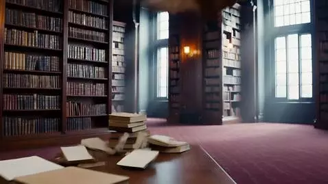 AI Video from prompt: In the library, an old woman draws wings with in