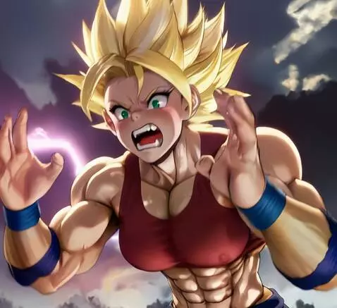 AI Video from prompt: Super Saiyan girl, powering up, glowing aura, pu