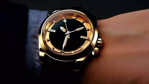 AI Video from prompt: A cinematic close-up of a luxurious gold wristwa