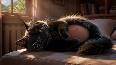 AI Video from prompt: толстый милый очень пушистый длинношерстный черн