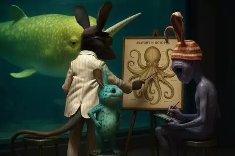 AI Video from prompt: Narwhale swims gently inside the aquarium, stayi