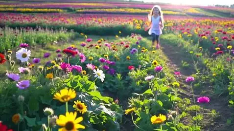 AI Video from prompt: Fields of flower beautifully flowing in the wind