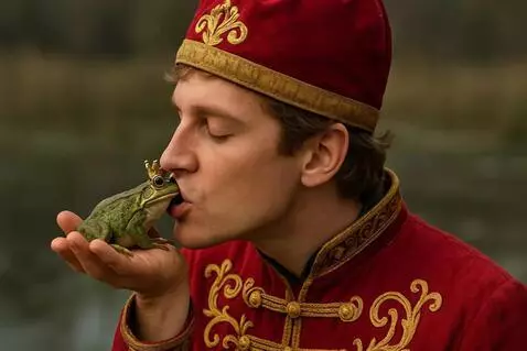 AI Video from prompt: Иван-царевич целует царевну-лягушку. Кинематогро