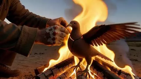 AI Video from prompt: An artist with dirty hands mends a clay bird ove
