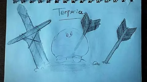 AI Video from prompt: Cute slime creature from Terraria, drawn in a si