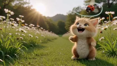 AI Video from prompt: Happy amd excited tiny adorable kitten dragon li