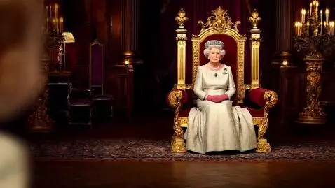 AI Video from prompt: Make Queen Elizabeth back to a laughing baby wit