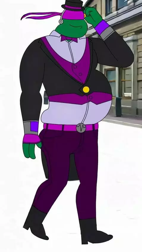 AI Video from prompt: A green-skinned fat guy puts a monocle on his ey