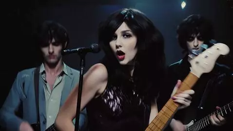 AI Video from prompt: A gothic indie rock band with a cute pretty girl