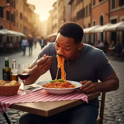 AI Video from prompt: Мужчина ест спагетти