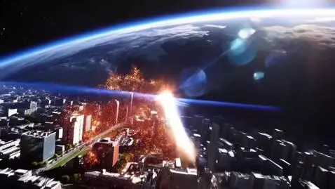 AI Video from prompt: Cinematic wide shot of a powerful beam of sunlig