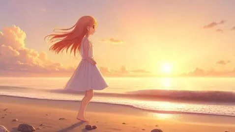 AI Video from prompt: girl on the beach, anime style