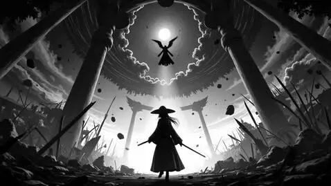 AI Video from prompt: Japanese anime noir, strictly black and white no