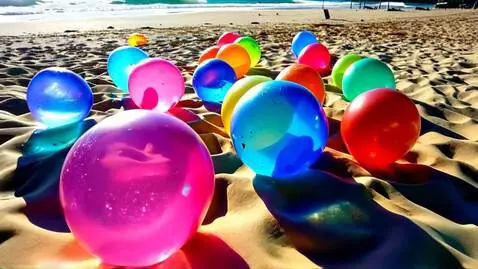 AI Video from prompt: Water balloons on the beach